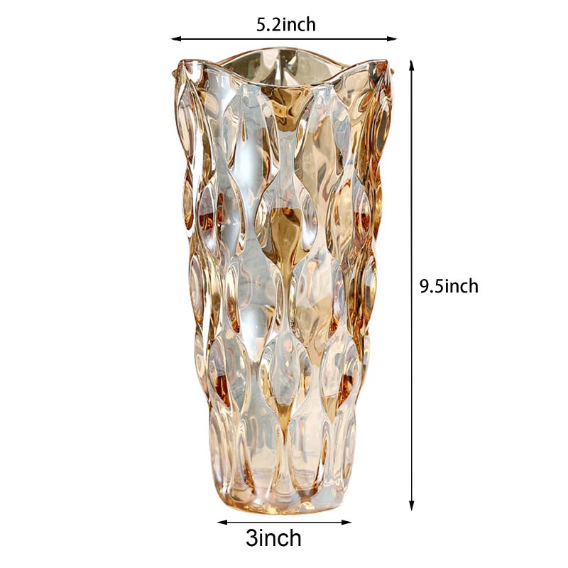 Yuccasly 9.5" High Thickened Amber Glass Flower Vase for Home Decor, Dining Wedding Table Office Holiday Party Centerpiece Decoration - Image 2