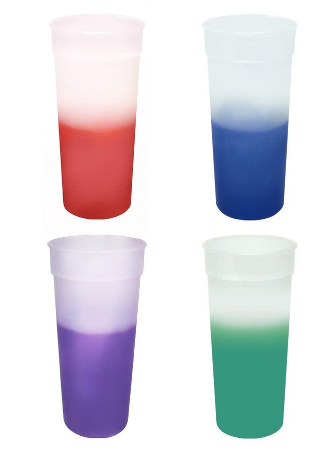 AAkron 17oz Color Changing Stadium Cup, Durable plastic cups, BPA FREE, Reacting to ice cold liquids, Set of 12, Frosted Assorted - MADE IN USA - Image 1