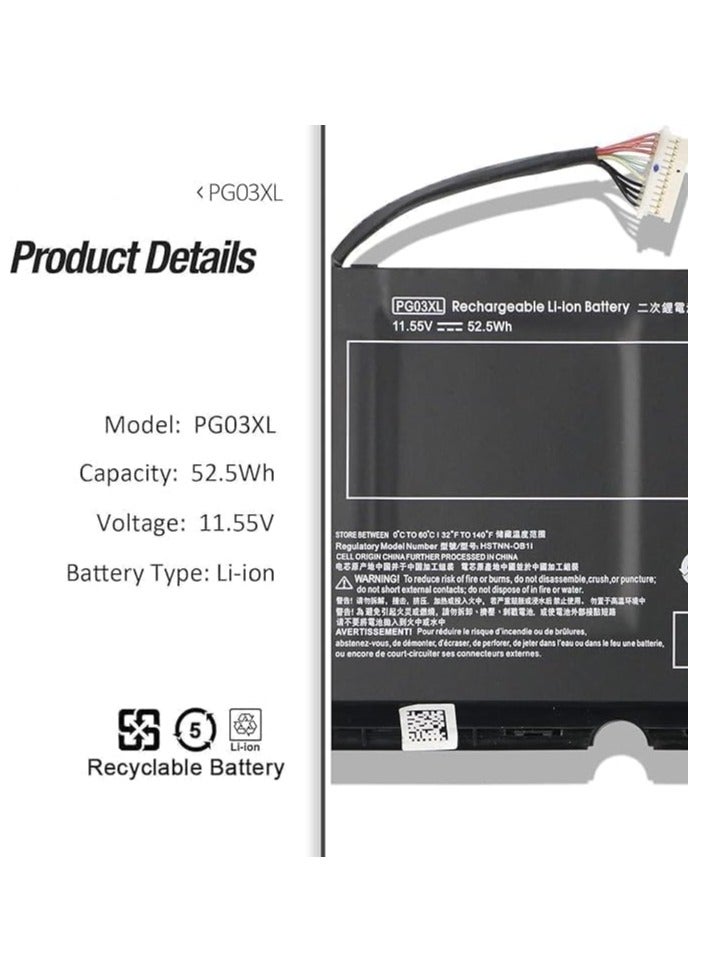 بطارية بديلة للكمبيوتر المحمول PG03XL لجهاز HP Pavilion Gaming 15-dk0xxx 15-dk1xxx 15-dk2xxx 15-ec0xxx 15-ec1xxx 15-ec2xxx 16-a0xxx 15-dk0015la 15-dk0001la 15-dk0007ng HSTNN-DB9G L48430-2B2 - Image 4