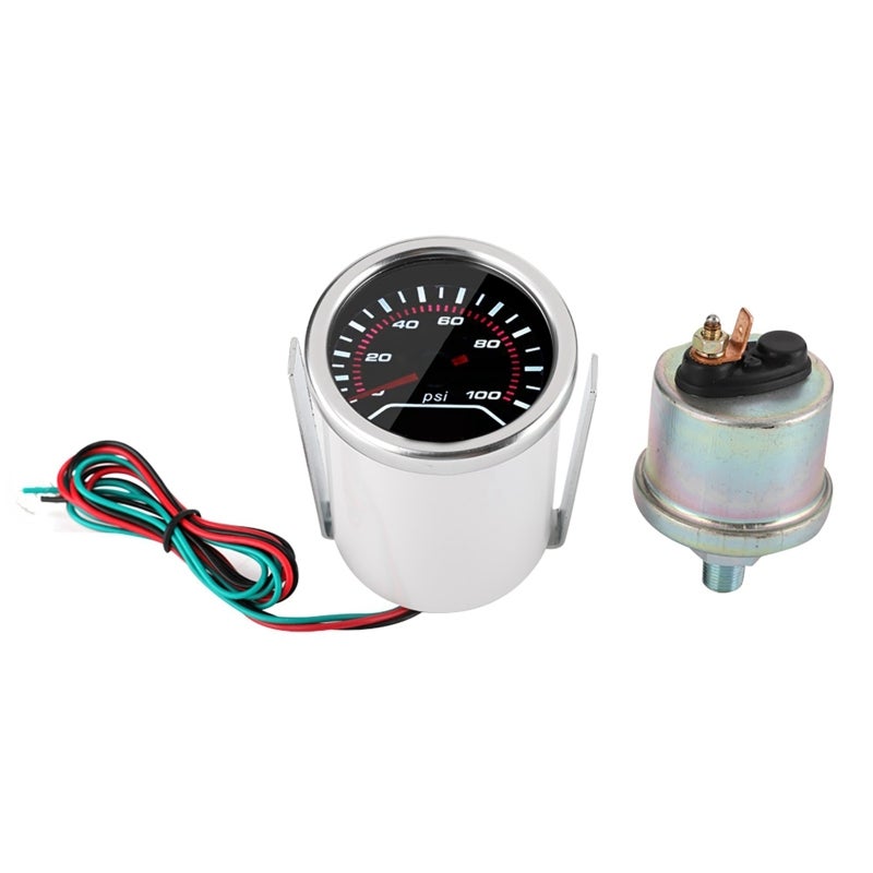 Dyno Racing مقياس ضغط الزيت الرقمي 0-100 PSI 12 فولت - مزود بحساس عالي الدقة لمراقبة محرك السيارة - Image 3