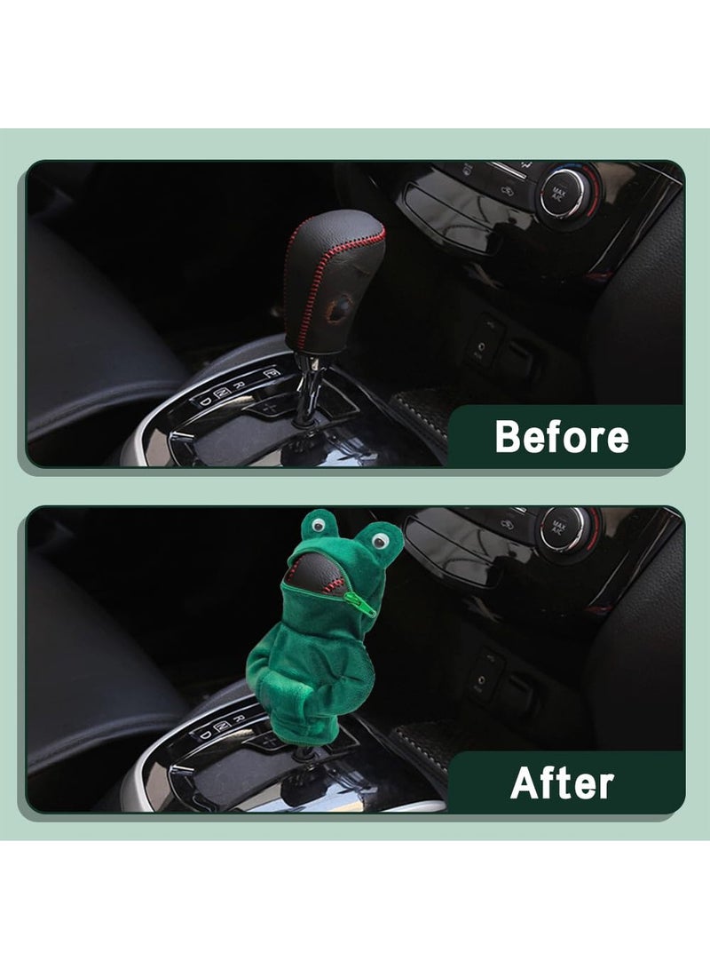 عصا تروس صغيرة عالمية للسيارات مع غطاء رأس على شكل ضفدع لطيف، إكسسوارات وديكورات داخلية للسيارات - Image 2