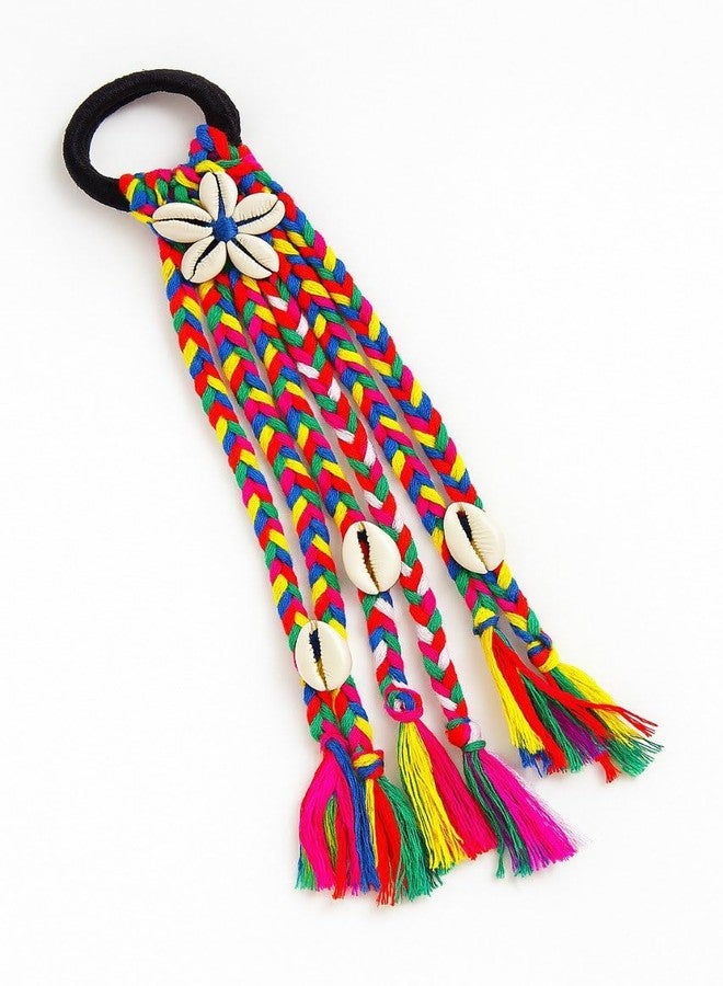 SPITEN1 PCS Navratri Look hair Braids with Rubber Bands Girl and Women, Hair Accessory for Everyday Style and Rainbow Color Braids Extensions Hair Color | Boho Chic Style (Multicolour) (style 2) - Image 2