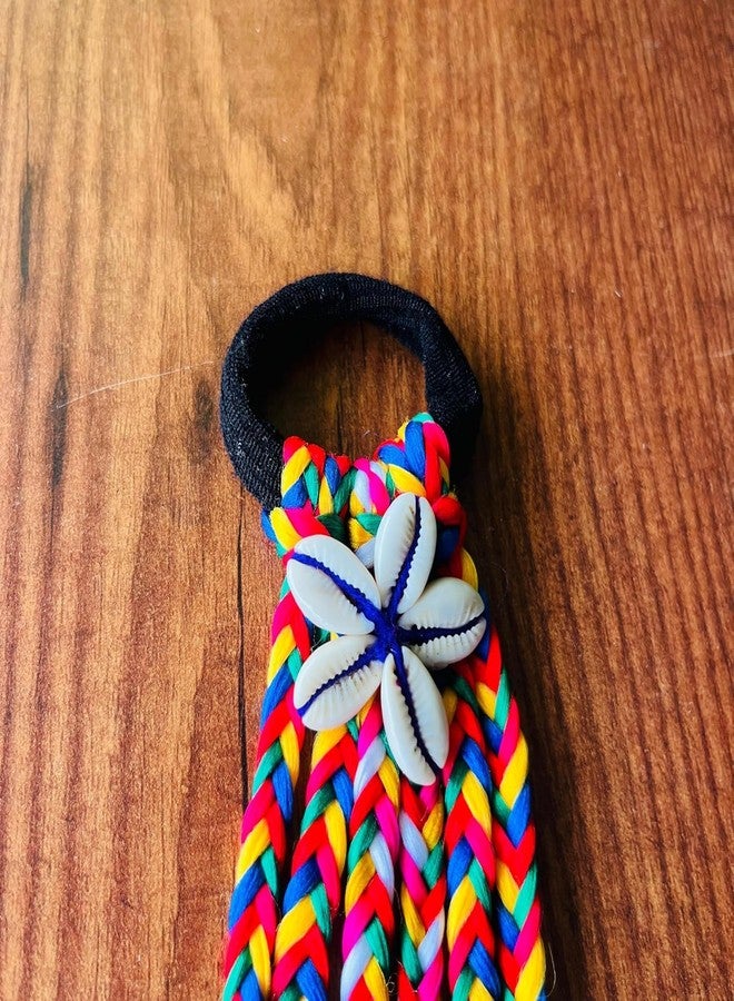SPITEN1 PCS Navratri Look hair Braids with Rubber Bands Girl and Women, Hair Accessory for Everyday Style and Rainbow Color Braids Extensions Hair Color | Boho Chic Style (Multicolour) (style 2) - Image 5