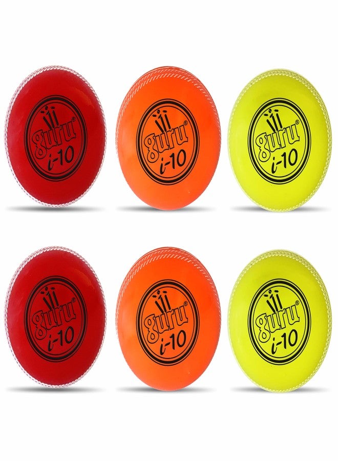 GURU i10 Cricket Wind Ball Set, Rubber Cricket Ball, 70mm (diameter), 95g, 6 pieces - Image 1