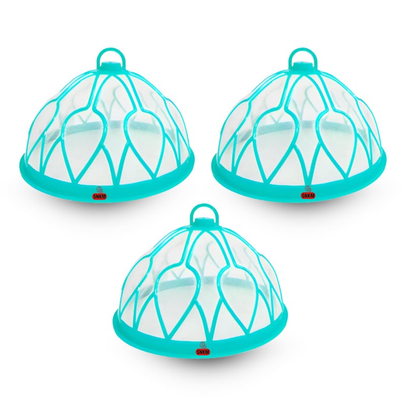 SNKM SNKM Plastic Food Cover Net Dome with Hanging Hook Big Size Round Net Kitchen Table | Flies Mosquitoes Insect Proof Dining Tables Covers (Large Size, 32 cm/12.5 Inch, Green, Combo Pack of 3)  - Image 1