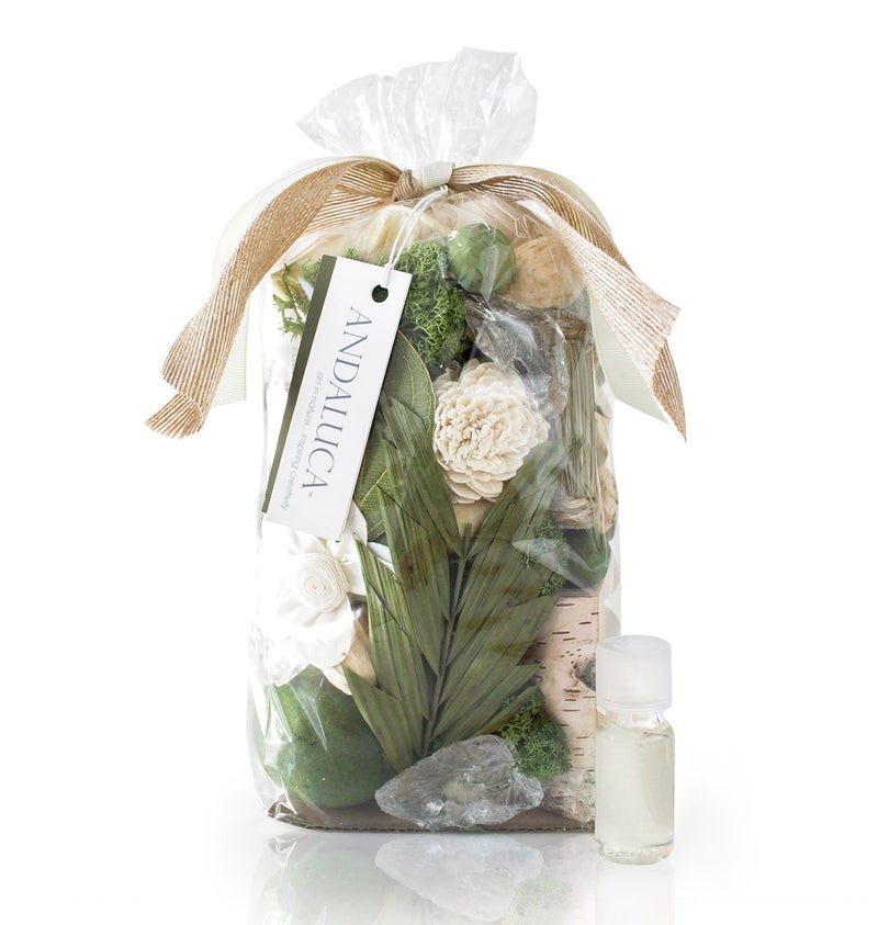 ANDALUCA Gardens of Bali Scented Potpourri | Made in California | Large 20 oz Bag + Fragrance Vial | Scents of Crushed Jasmine Leaves, Tangelo Peel and Lily - Image 1