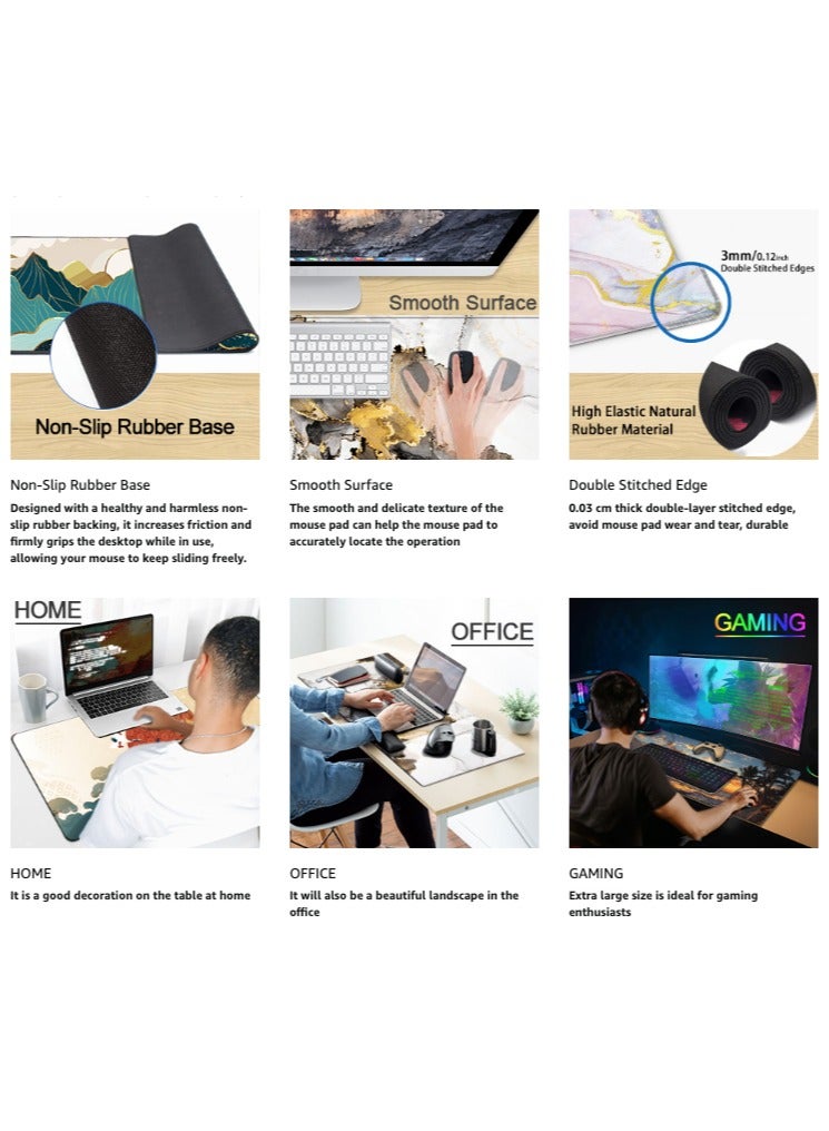 900x400 mm Large Mouse Pad, Extended Gaming Mouse Pad, Non-Slip Rubber Base, Office Desk Mat Desk, for Computers/Work/Room, Forest Mousepad - Image 4