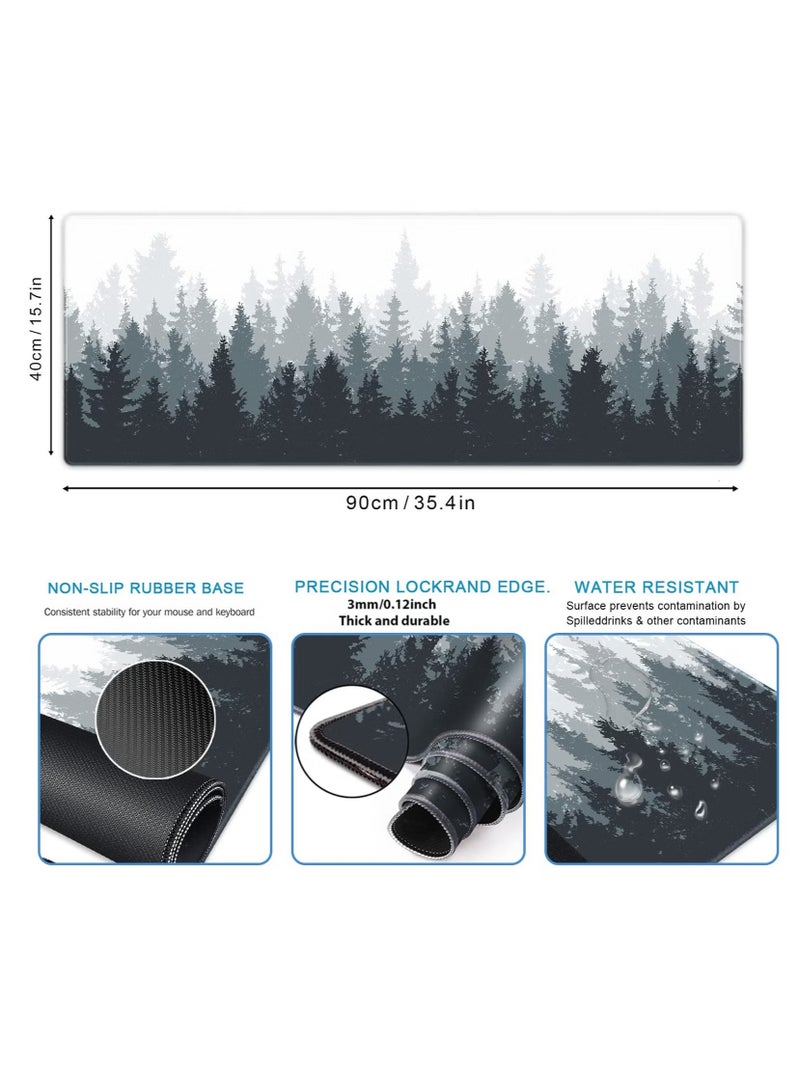 900x400 mm Large Mouse Pad, Extended Gaming Mouse Pad, Non-Slip Rubber Base, Office Desk Mat Desk, for Computers/Work/Room, Forest Mousepad - Image 5