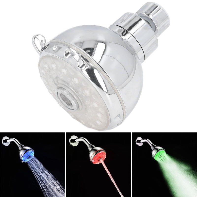 رأس دش المطر LED متغير الألوان عالي الضغط مثبت في حمام الحمام - Image 2