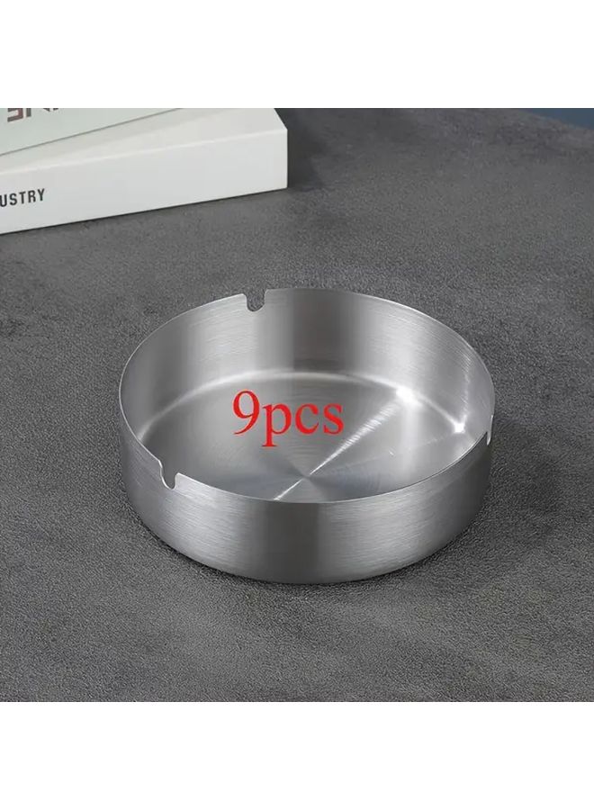 Green 9Pcs Stainless Steel Ashtray Set for Hotel KTV Home Ins Style Anti Drop - Image 4