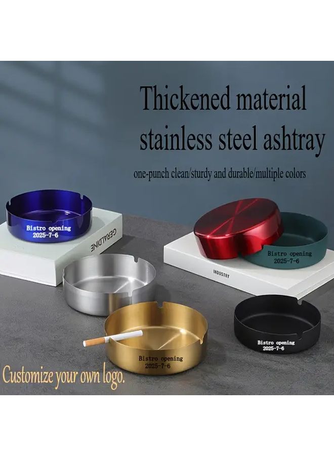 Green 9Pcs Stainless Steel Ashtray Set for Hotel KTV Home Ins Style Anti Drop - Image 1