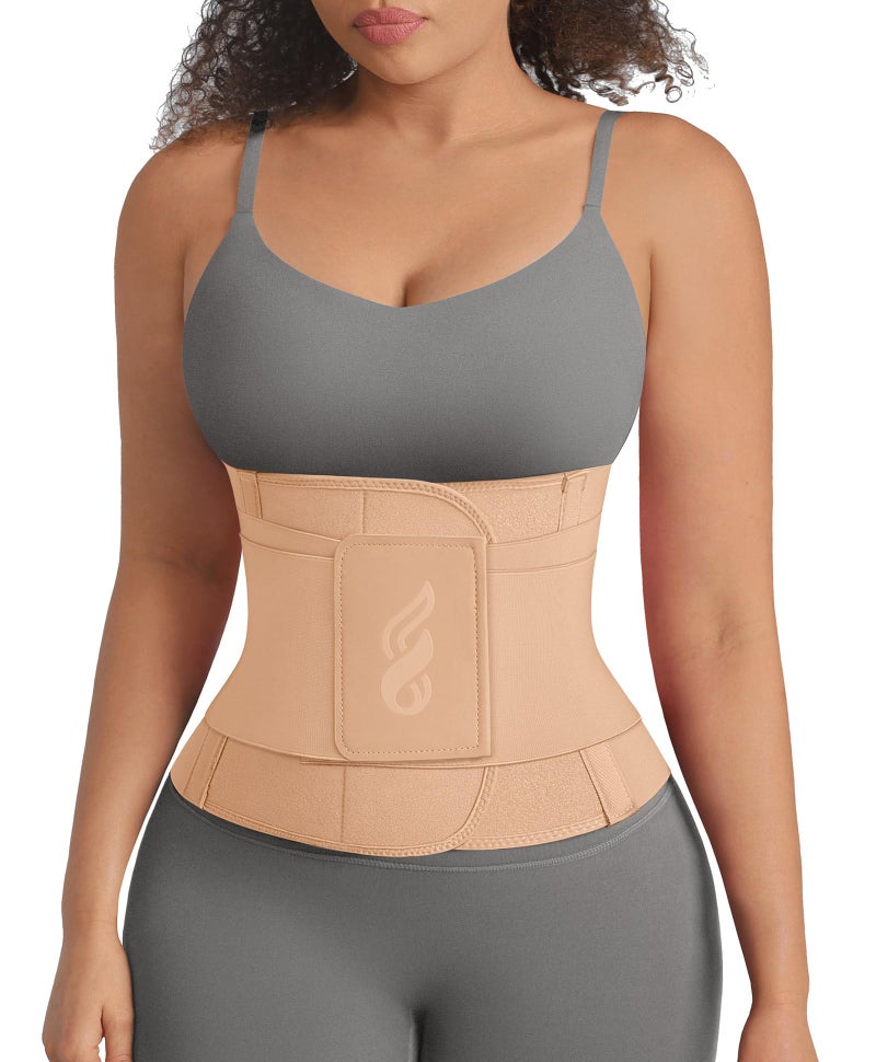 FeelinGirl Womenâ€™s Waist Cincher Belt Corset Slimming Adjustable Hook Loop Tummy Tuck Breathable Lightweight Khaki M - Image 1