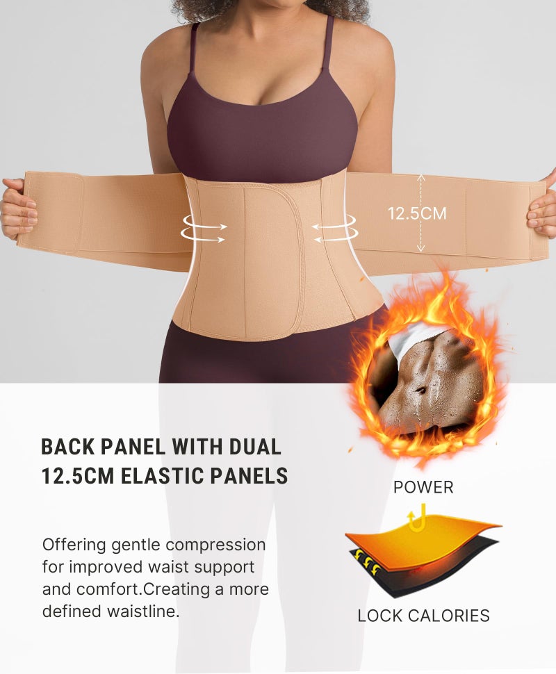 FeelinGirl Womenâ€™s Waist Cincher Belt Corset Slimming Adjustable Hook Loop Tummy Tuck Breathable Lightweight Khaki M - Image 4