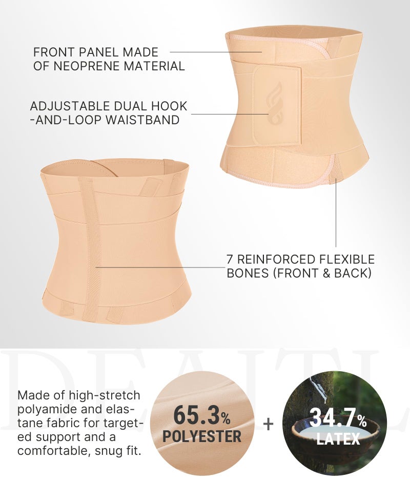 FeelinGirl Womenâ€™s Waist Cincher Belt Corset Slimming Adjustable Hook Loop Tummy Tuck Breathable Lightweight Khaki M - Image 5