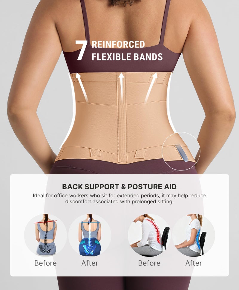 FeelinGirl Womenâ€™s Waist Cincher Belt Corset Slimming Adjustable Hook Loop Tummy Tuck Breathable Lightweight Khaki M - Image 3