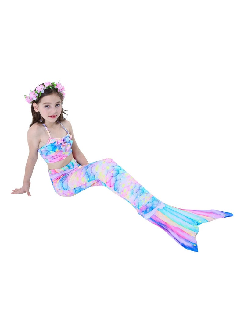 Generic 3-Piece Girls Mermaid Swimsuit Set – Ruffle Bikini, Boyshorts & Mermaid Tail Costume for Beach, Pool, Parties (No Monofin) - Image 3
