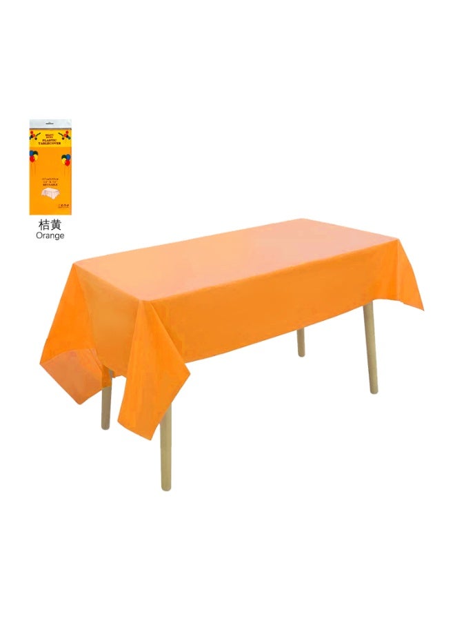 San Yi 2 Pieces Orange Plastic Tablecloths 54 x 108 Inch Disposable Tablecloths Rectangular Party Tablecloths - Image 1