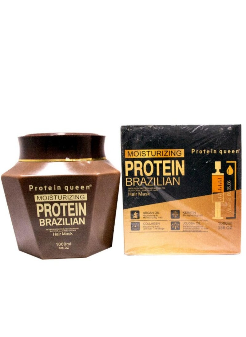 Protein queen - Moisturizing Protein Brazilian Hair Mask 1000 ML - Image 1