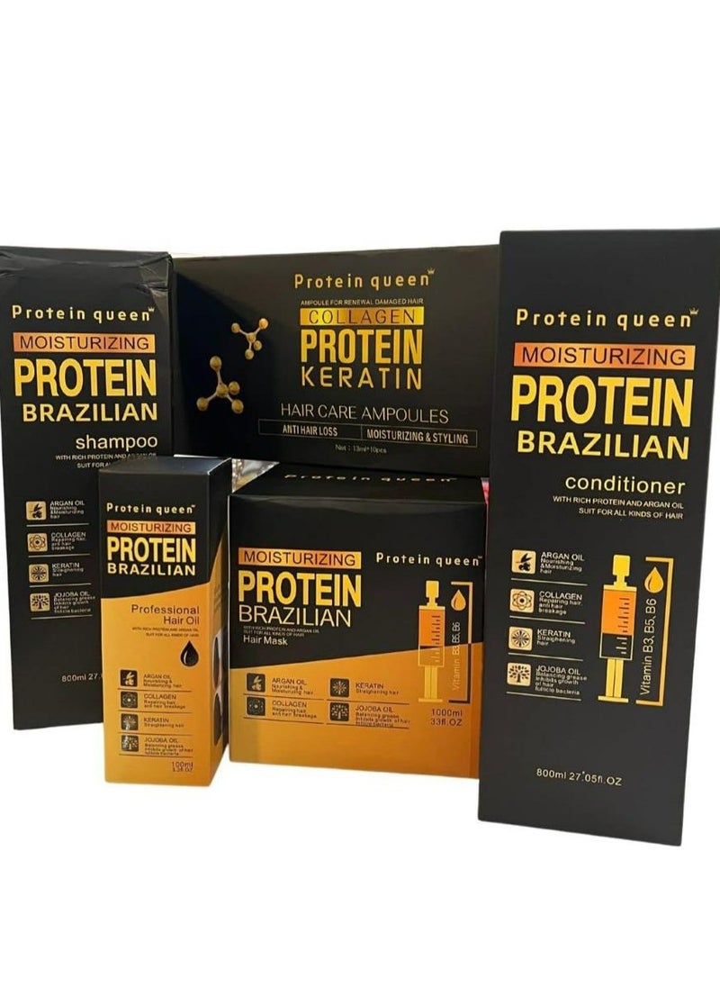 Protein queen - Moisturizing Protein Brazilian Hair Mask 1000 ML - Image 1
