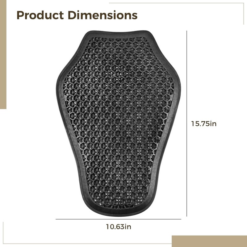 Motorcycle Back Protector, Breathable 3D Mesh Armor, Impact-Resistant Rubber, Universal 15.7X10.6 Inches Size - Image 2
