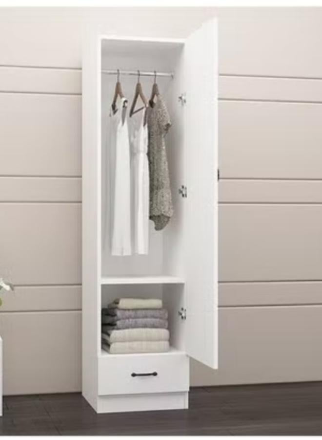 Multi Home Furniture 1 Door Wooden Wardrobe Cabinet Cupboard With Drawer Lock Keys White - Image 2