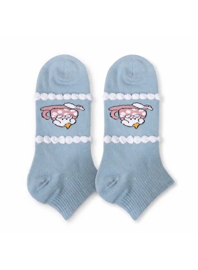CDLONG Womenâ€™s Ankle Socks â€“ Light Blue â€“ 1 Pair