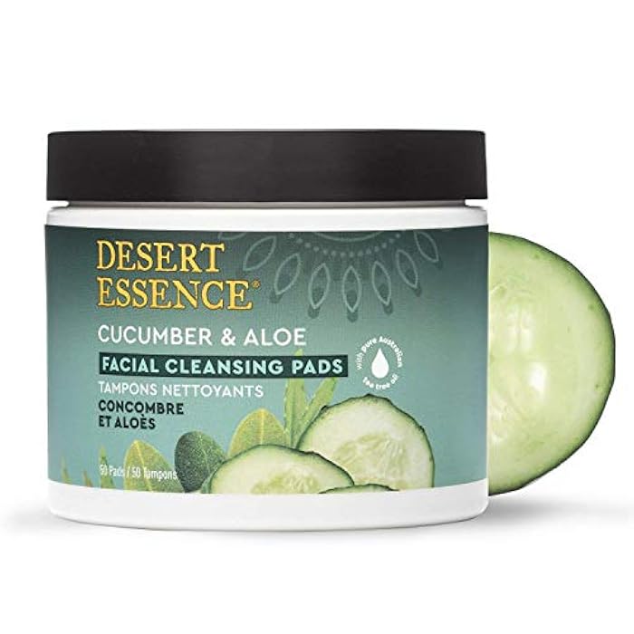 Desert Essence Cucumber & Aloe Cleansing Pads Desert Essence 50 pads Container - Image 1