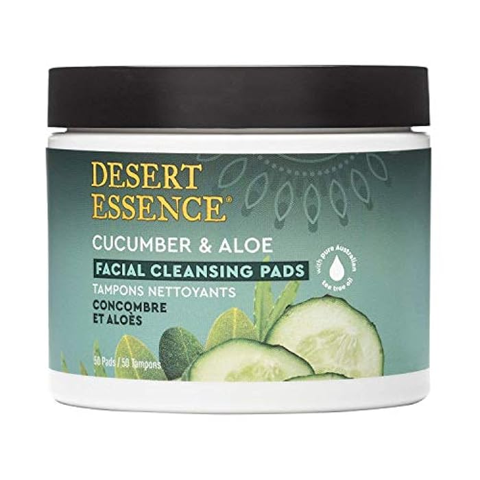 Desert Essence Cucumber & Aloe Cleansing Pads Desert Essence 50 pads Container - Image 2