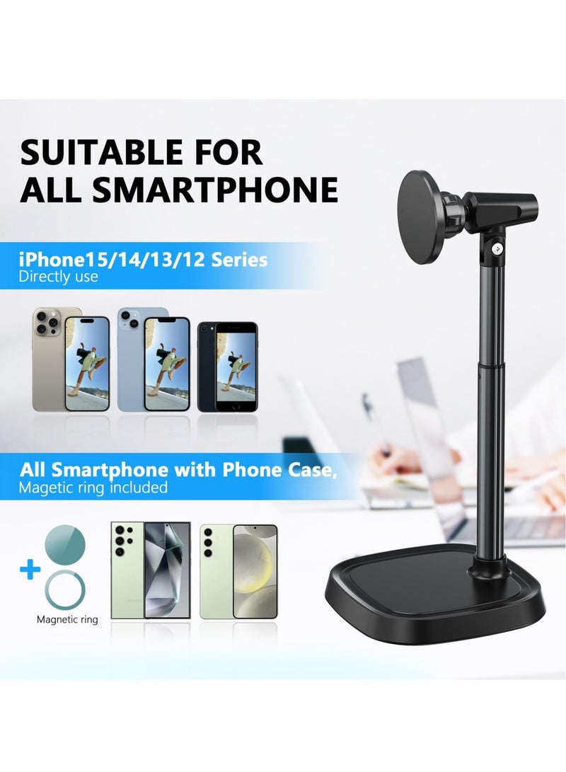 Excefore Magnetic Phone Desk Stand, Compatible with MagSafe for iPhone 15, 14, 13, 12 Pro Max Plus, MagSafe Case, All Smartphones, Height, Angle Adjustable iPhone Stand - Image 2