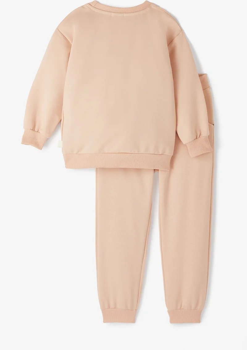 جون Girl's Glittery Printed Tracksuit Set