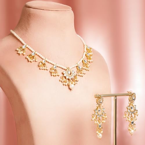 Rubans Necklace Set Stylish Traditional Kundan & Pearl Jewellery Gift for Women & Girls - Image 4