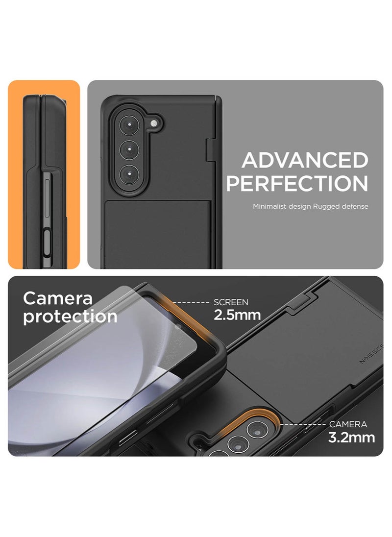 VRS Design Terra Guard Modern Go Samsung Galaxy Z Fold 5 Case Cover with [Hinge Protection] & [2 Card Holder Compartment] & Front Screen Protector - Matte Black  - Image 3
