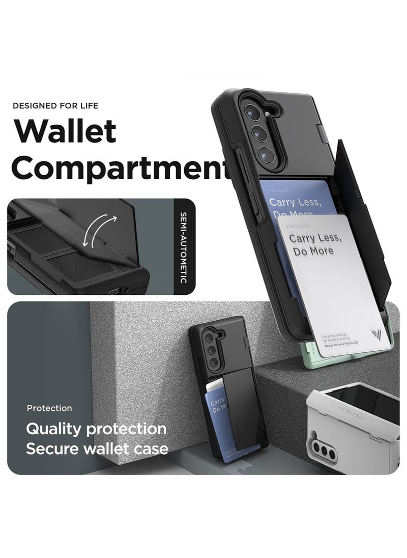VRS Design Terra Guard Modern Go Samsung Galaxy Z Fold 5 Case Cover with [Hinge Protection] & [2 Card Holder Compartment] & Front Screen Protector - Matte Black  - Image 2