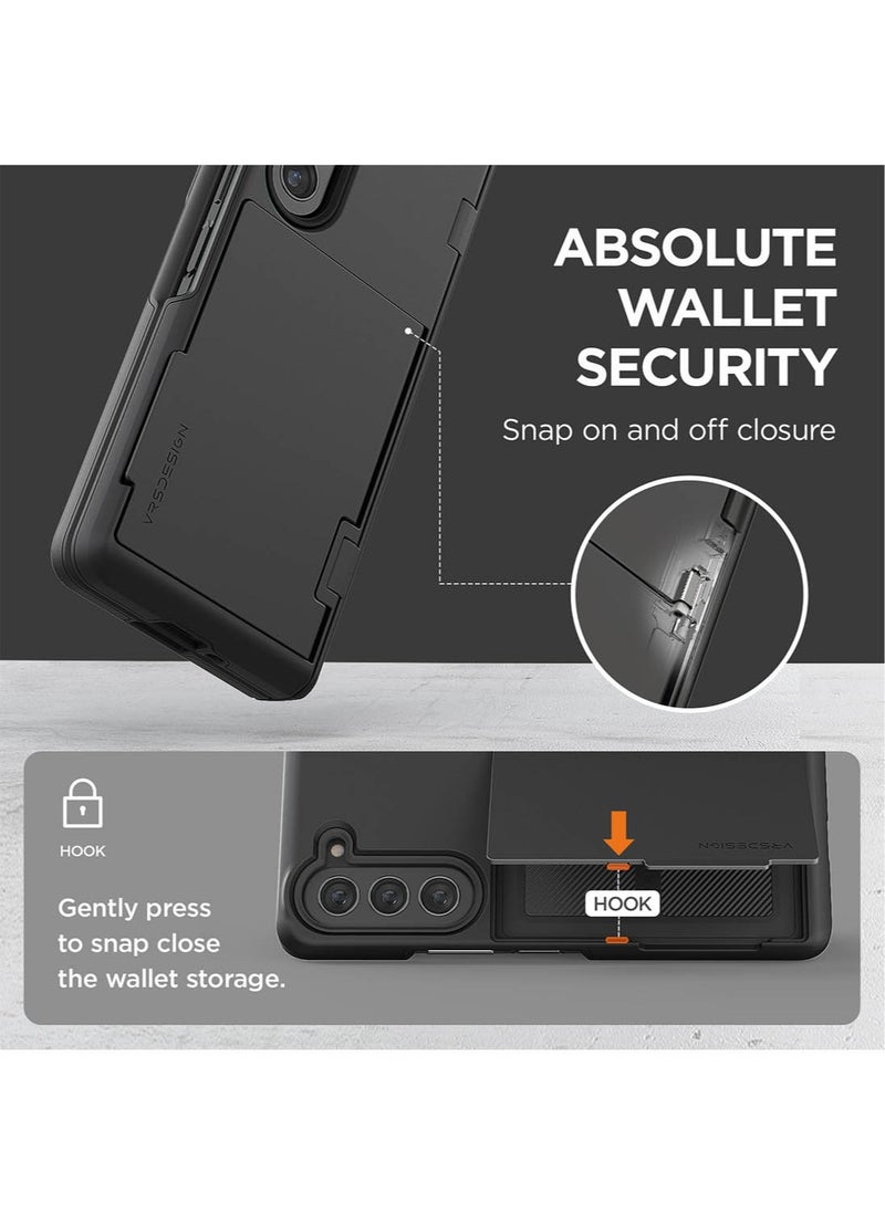 VRS Design Terra Guard Modern Go Samsung Galaxy Z Fold 5 Case Cover with [Hinge Protection] & [2 Card Holder Compartment] & Front Screen Protector - Matte Black  - Image 4