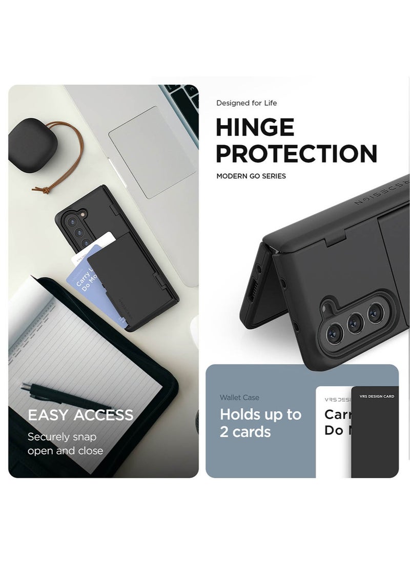 VRS Design Terra Guard Modern Go Samsung Galaxy Z Fold 5 Case Cover with [Hinge Protection] & [2 Card Holder Compartment] & Front Screen Protector - Matte Black  - Image 5