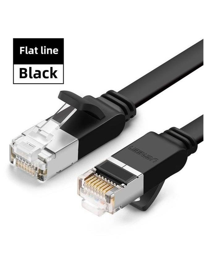 Generic Green Internet Cable Home 6 Class Gigabit Pure Copper Computer Router 5 Network Jumper Connection 10 M Flat Double Head-Color:Black-Flat Wire-Line Length:1.5  - Image 1