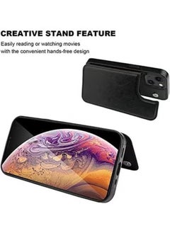Generic Compatible With Iphone 13 Wallet Case With Card Holder Pu Leather Kickstand Card Slots Case Double Magnetic Clasp And Durable Shockproof Cover 6.1 Inch Iphone 13 Black  - Image 2