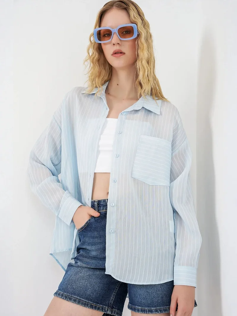 BDART Oversized Striped Button-Front Shirt