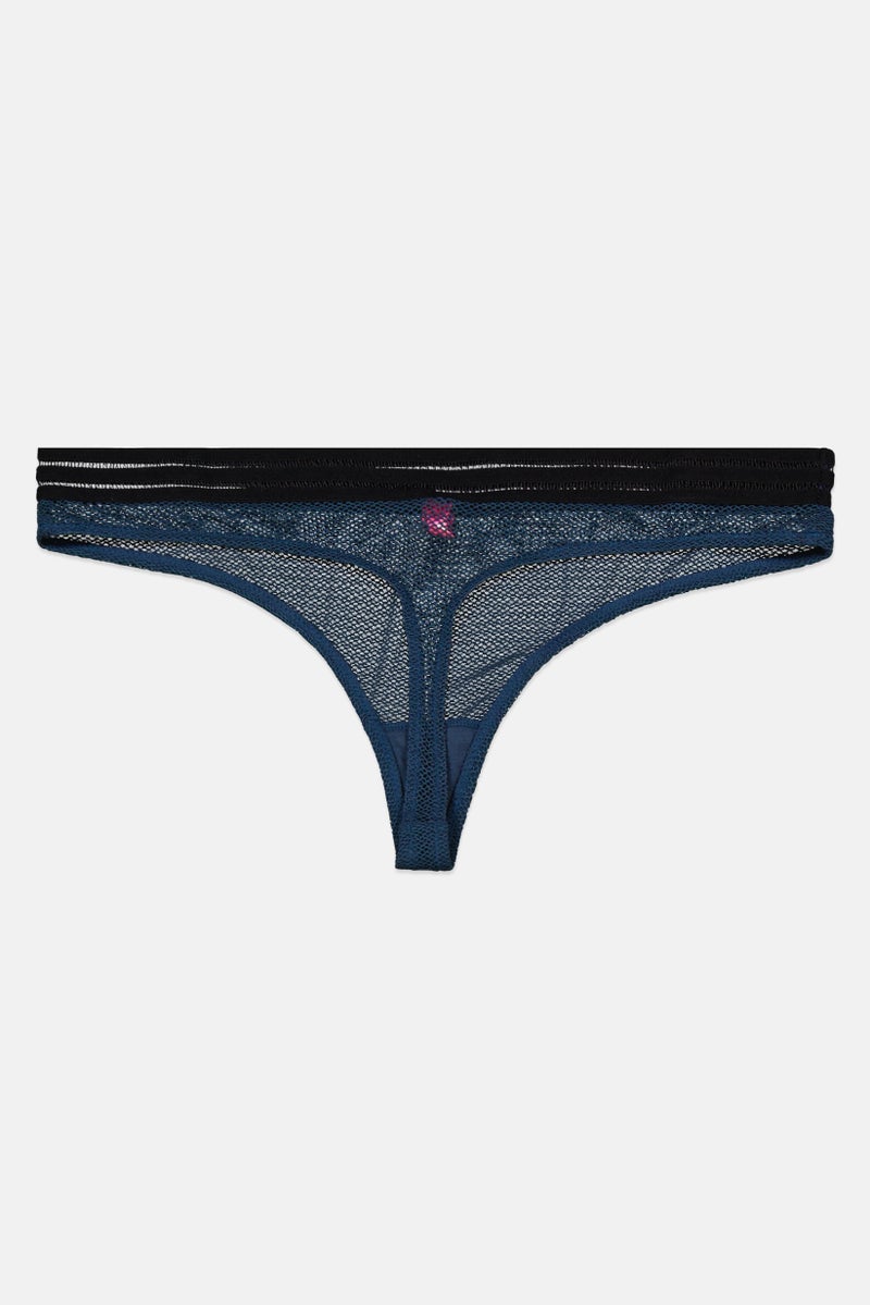 VINCE CAMUTO Women Textured Mesh Thong, Pine Blue  - Image 2