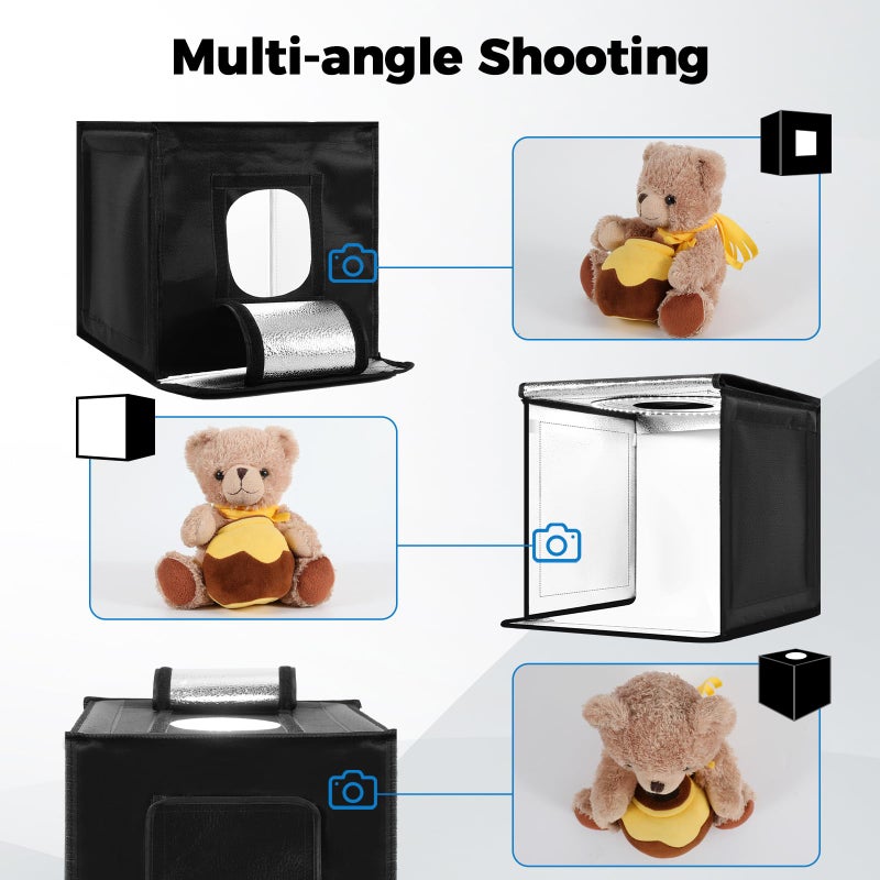 hellovetee Photo Light Box, 12/16/20/24/32 Inch Photography Light Box with CRI>95 120 Light Beads. Dimmable Shooting Tent Kit with White and Warm Light. 6 Color Backdrops Photo Booth for Studio Products Display - Image 2