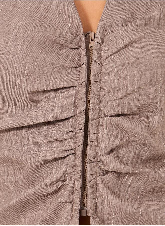 Styli Styli Pinstriped Sleeveless Fitted Shirt with Hook and Eye Front  - Image 3