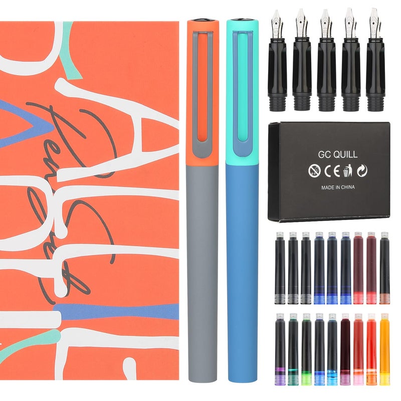 GC QUILL Calligraphy Fountain Pen Set - 5 Different Nibs and 18 Ink Cartridges, Calligraphy Set for Beginners - MU-20 - Image 4