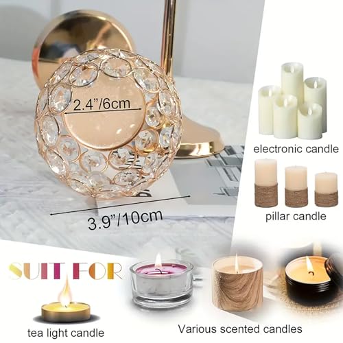 VINCIGANT Gold Crystal Candle Holders Set of 2 for Fireplace Coffee Table Mantle Decor,Wedding Home Halloween Decoration Centerpieces - Image 5
