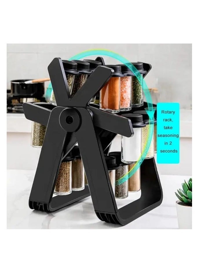 Denx 360 Rotating Spice Rack, 18Pcs Jar Kitchen Spice Organizer, Seasoning Organizer Seasoning Rack Tower For Kitchen Countertop - Image 2