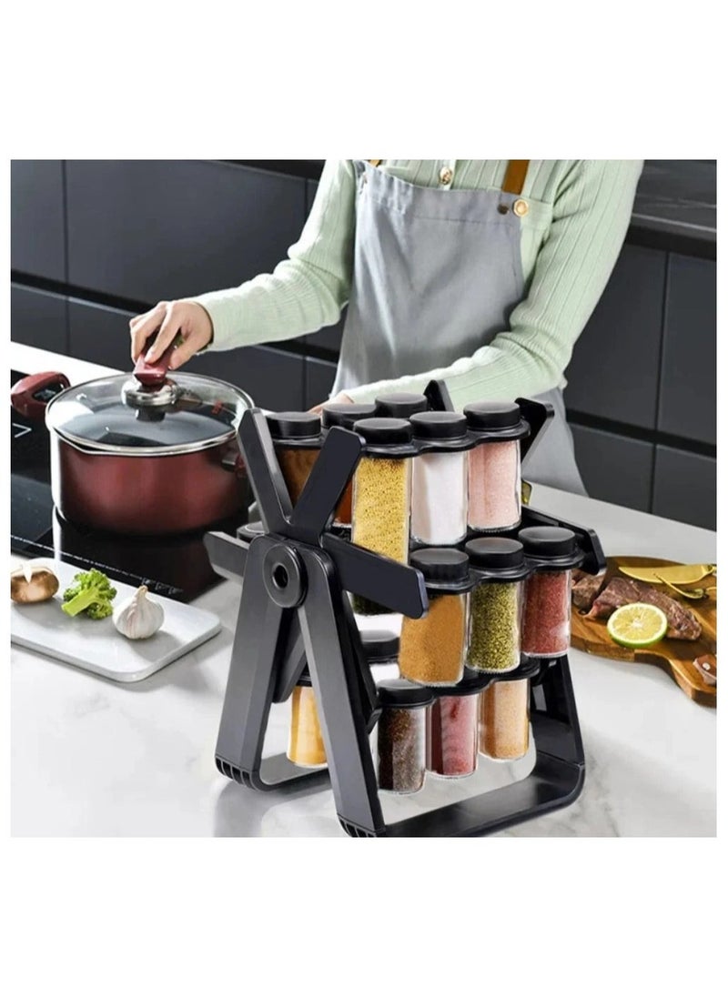Denx 360 Rotating Spice Rack, 18Pcs Jar Kitchen Spice Organizer, Seasoning Organizer Seasoning Rack Tower For Kitchen Countertop - Image 5