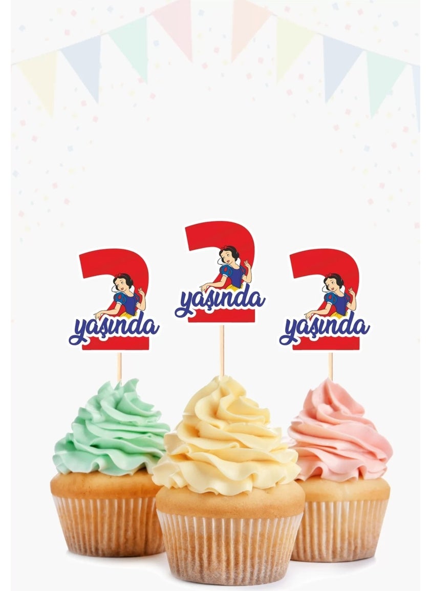 Neşeli Günlerim Snow White Themed * 2 (Two) Year Old Cupcake Topper '10LU 