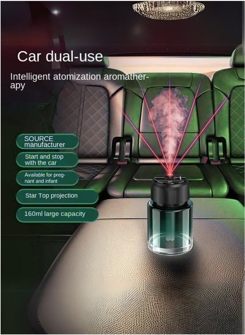 ELTRAZONE Car Fragrance Essential Oil Diffuser with Star Projection Light – 160ml Mini USB Aromatherapy Humidifier in Green – Cool Mist Air Purifier  Night Light for Car, Home, Office  Bedroom – Portable, Quiet  Soothing Design for Relaxation, Sleep  Stress Relief - Image 4