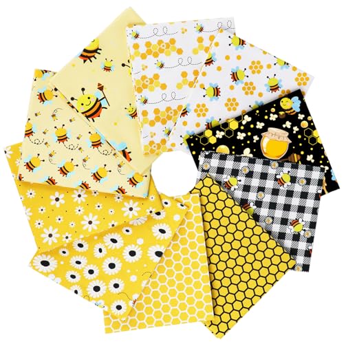 Craftido 25 Options 100 Cotton Quilting Fabric Bundles 10pcs Fat Quarters 18x21Medium Weight 52 oz Soft Cotton for Quilting Sewing Project Patchwork DIY Crafts Honey Bees - Image 1