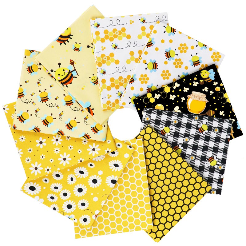 Craftido 25 Options 100 Cotton Quilting Fabric Bundles 10pcs Fat Quarters 18x21Medium Weight 52 oz Soft Cotton for Quilting Sewing Project Patchwork DIY Crafts Honey Bees - Image 2