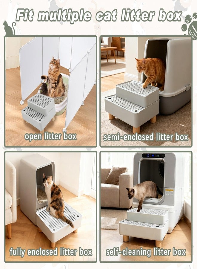 Midollarle Elevated Cat Ramp for Litter Box, 2 Steps Cat Pedal Step Stool with Wooden Base, Detachable Double Layered Cats Litter Trapper, Suitable for Small&Elderly Cats, Non-Slip(Grey) - Image 5